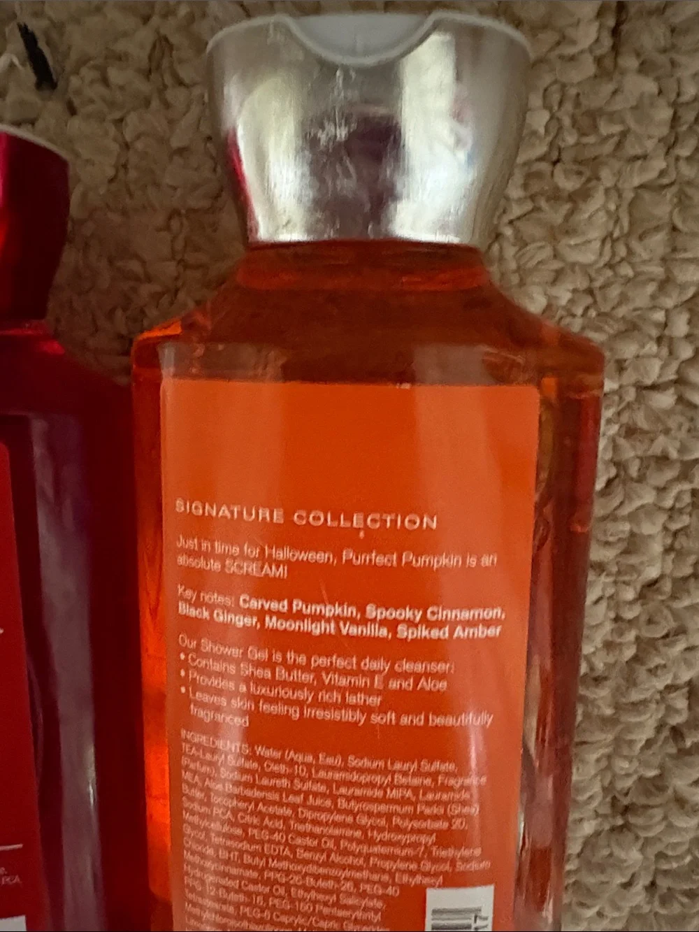 Bath and body shower gels in champagne apple &honey and purrfect pumpkin